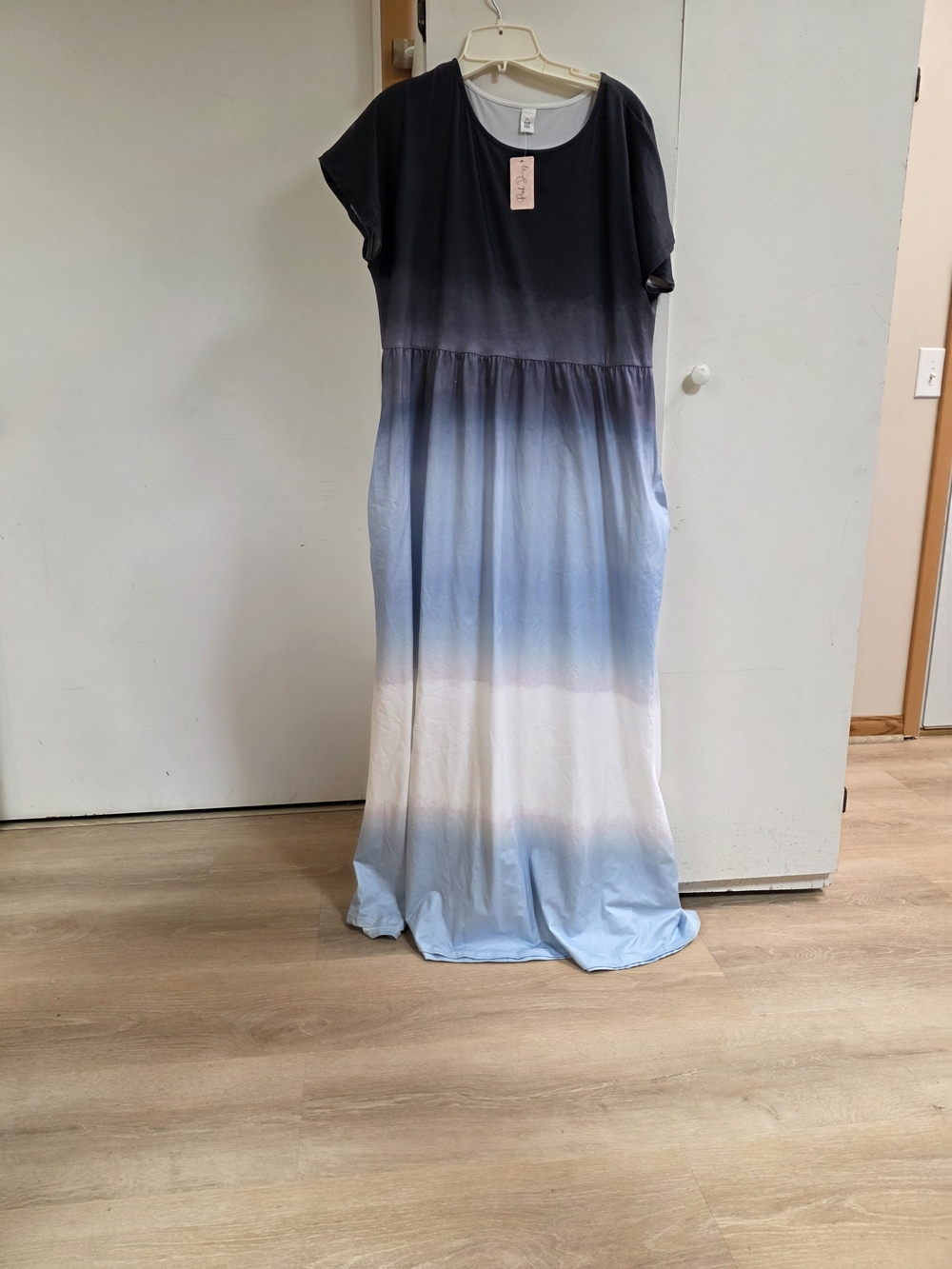 Women's Ombre Maxi Dress in Blue and White